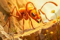 Cartoon Red Ant Working. Generated Image. Royalty Free Stock Photo