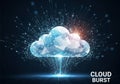 Digital illustration of a cloud constructed from polygonal shapes, symbolizing cloud Royalty Free Stock Photo