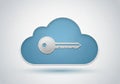 A digital illustration of a cloud icon with a key embedded in its center Royalty Free Stock Photo