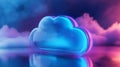 Digital illustration of cloud icon, storage and cyber security concept Royalty Free Stock Photo