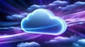 Digital illustration of cloud icon, storage and cyber security technology concept Royalty Free Stock Photo