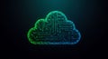 A digital illustration of a cloud shape composed of intricate circuit patterns. The cloud Royalty Free Stock Photo