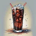 Digital Illustration Of A Coke Glass Filled With Ice Cubes Royalty Free Stock Photo