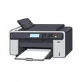 A digital illustration of a compact printer featuring a top paper feeder and an output tra Royalty Free Stock Photo