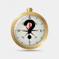 A digital illustration of a compass with a gold rim featuring a large question mark Royalty Free Stock Photo