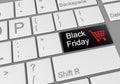 Digital illustration of a computer keyboard with a button for Black Friday online shopping Royalty Free Stock Photo