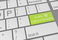 Digital illustration of a keyboard with a green adding to cart button in german for online shopping Royalty Free Stock Photo