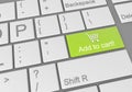 Digital illustration of a computer keyboard with a green adding to cart button for online shopping Royalty Free Stock Photo