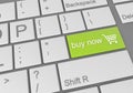 Digital illustration of a computer keyboard with a green buy now button for online shopping Royalty Free Stock Photo