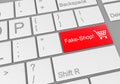 Digital illustration of a computer keyboard with a red button and text \