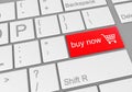 Digital illustration of a computer keyboard with a red buy now button for online shopping Royalty Free Stock Photo