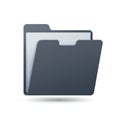 A digital illustration of a dark gray, open file folder against a white background. The