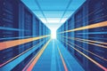 Futuristic Data Center Corridor with Light Streaks Cloud Computing Concept Royalty Free Stock Photo