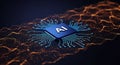 Artificial Intelligence Chip Illustration with Circuit Board and Data Flowing Representing Future Technology Royalty Free Stock Photo