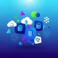 Digital illustration depicting cloud computing and data storage Royalty Free Stock Photo