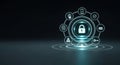 Cybersecurity concept with glowing lock and security icons Royalty Free Stock Photo