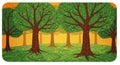 A digital illustration depicting a forest with stylized trees featuring trunks and Royalty Free Stock Photo