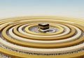 A digital illustration depicting the Kaaba, a cuboid structure located in the center Royalty Free Stock Photo