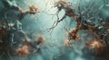 Microscopic view of interconnected nerve cells in a digital illustration Royalty Free Stock Photo