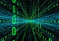 Digital illustration depicting a tunnel of binary code, with streams Royalty Free Stock Photo