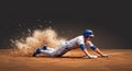 A digital illustration depicts a baseball player sliding into a base. The figure is Royalty Free Stock Photo
