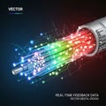 Illustration depicts a cross section of a fiber optic cable highlighting Royalty Free Stock Photo