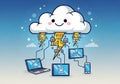 A digital illustration depicts a smiling cloud with rosy cheeks, symbolizing cloud Royalty Free Stock Photo