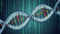 A digital illustration of a DNA double helix with binary code in the background Royalty Free Stock Photo