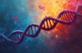 Digital illustration of DNA double helix on colorful background. Visualizes genetic code. Biotech research, medical science. Royalty Free Stock Photo