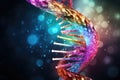 Digital illustration DNA structure in colour background. 3D rendered image, Code of genetic human Spiral DNA polygonal, AI