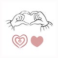 Digital illustration, doctor's hands showing heart gesture.