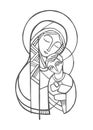 Virgin Mary and Jesus Christ as child illustration Royalty Free Stock Photo
