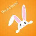 Digital illustration of an Easter bunny on an orange background and Happy Easter` in german` Royalty Free Stock Photo