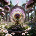 A digital illustration of a fantastical and whimsical garden. Royalty Free Stock Photo