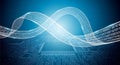 A digital illustration features binary code (1s and 0s) flowing in wave-like pattern Royalty Free Stock Photo