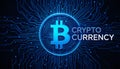 Bitcoin cryptocurrency on circuit board graphic with sample texts, Vector illustrator