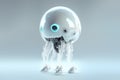 Cybernetic cute jellyfish robot with transparent glass body, 3D style digital illustration