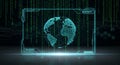 Illustration features a holographic globe with highlighted continents Royalty Free Stock Photo