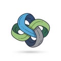 Blue navy blue green and gray. The loops intersect and form a complex Royalty Free Stock Photo
