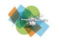 A digital illustration features a quadcopter drone, depicted in black Royalty Free Stock Photo