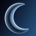 A digital illustration features a stylized crescent moon against a deep blue Royalty Free Stock Photo