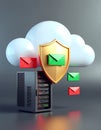 Golden CASB Shield Protecting User from Cloud Apps â Security Royalty Free Stock Photo