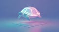 Digital illustration of a turtle on a floating platform with gradient background Royalty Free Stock Photo