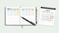 A digital illustration features a weekly planner and a calendar Royalty Free Stock Photo