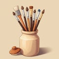 A digital illustration featuring a beige ceramic jar holding an assortment of Royalty Free Stock Photo