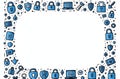 Cybersecurity and Data Protection Icons Border Frame Royalty Free Stock Photo