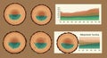 A digital illustration featuring four tree cross-sections, each with a growth ring pattern Royalty Free Stock Photo