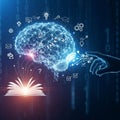 The brain are icons representing technology and knowledge, such Royalty Free Stock Photo