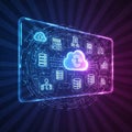 A glowing interface with a central cloud icon symbolizing cloud Royalty Free Stock Photo