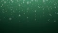 Abstract Green Gradient Background with Falling Snowflakes Royalty Free Stock Photo